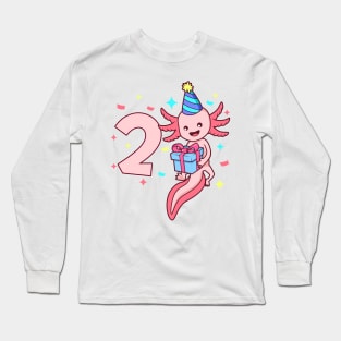 I am 2 with axolotl - girl birthday 2 years old Long Sleeve T-Shirt